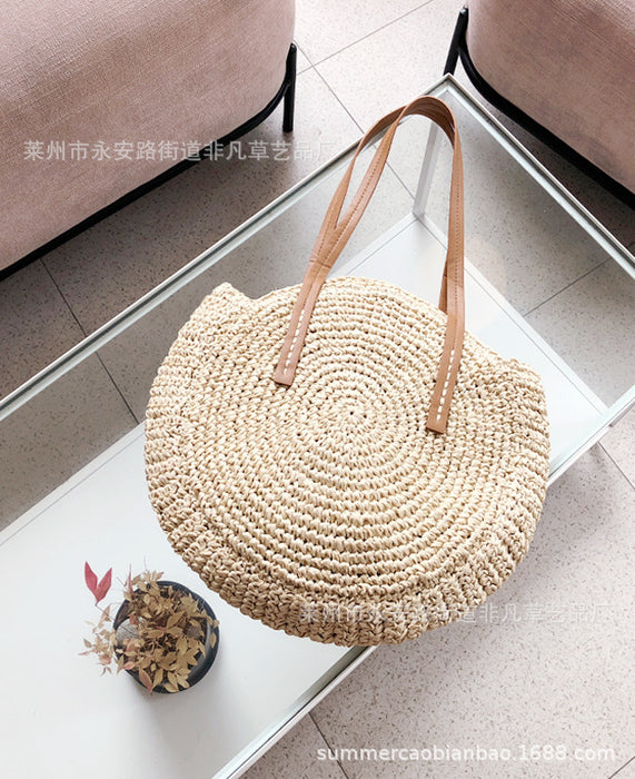 Jewelry WholesaleWholesale round straw woven shoulder tote bag JDC-HB-Feif002 Handbags 非凡 %variant_option1% %variant_option2% %variant_option3%  Factory Price JoyasDeChina Joyas De China