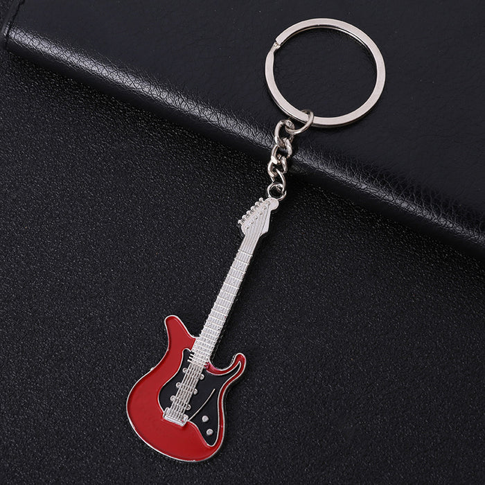 Wholesale creative musical instrument metal paint guitar keychain JDC-KC-MengO001