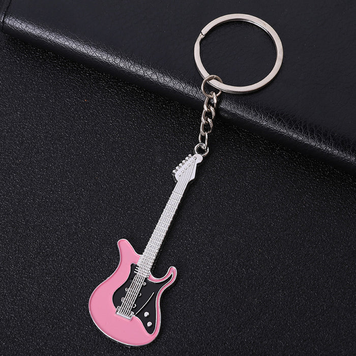 Wholesale creative musical instrument metal paint guitar keychain JDC-KC-MengO001