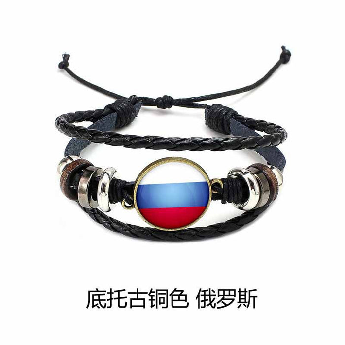 Wholesale Hand Beaded Flag Leather Cord Bracelet JDC-BT-LvY005