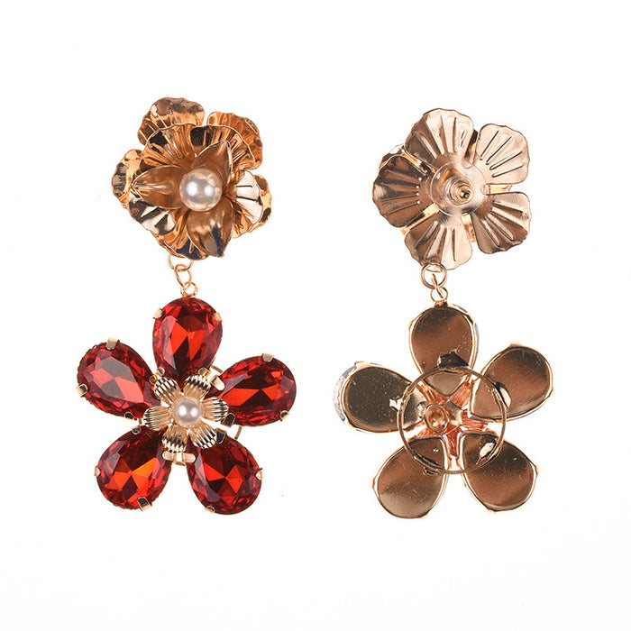 Jewelry WholesaleWholesale Fashion Alloy Style Rhinestone Flower Set Pearl Earrings JDC-ES-QLan009 Earrings 千岚 %variant_option1% %variant_option2% %variant_option3%  Factory Price JoyasDeChina Joyas De China