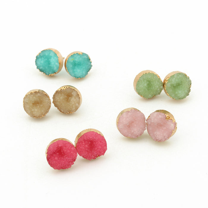 Wholesale Round Resin Earrings MOQ≥3 JDC-ES-Juej005