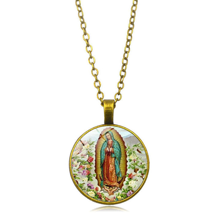 Jewelry WholesaleWholesale Christian Virgin Mary Alloy Glass Piece Time Gemstone Necklace JDC-NE-Hengx002 Necklaces 横湘 %variant_option1% %variant_option2% %variant_option3%  Factory Price JoyasDeChina Joyas De China