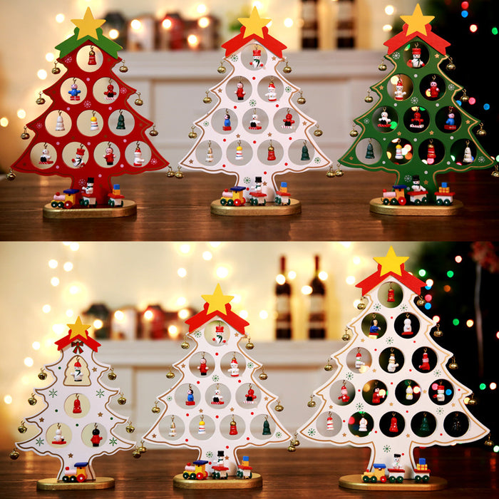 Wholesale Decorative Christmas Monolithic Wooden Small DIY Mini Christmas Tree JDC-DCN-QinB004