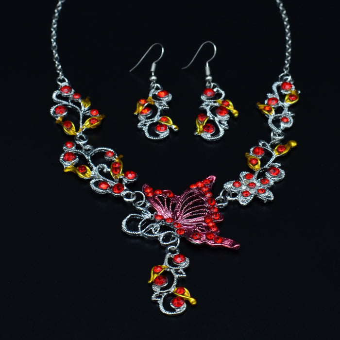 Wholesale Butterfly Alloy Necklace Earrings Set JDC-NE-LvXin001