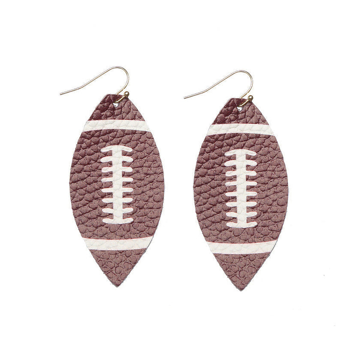 Wholesale Soccer Baseball Basketball Water Drop Leather Earrings MOQ≥2 JDC-ES-LK001