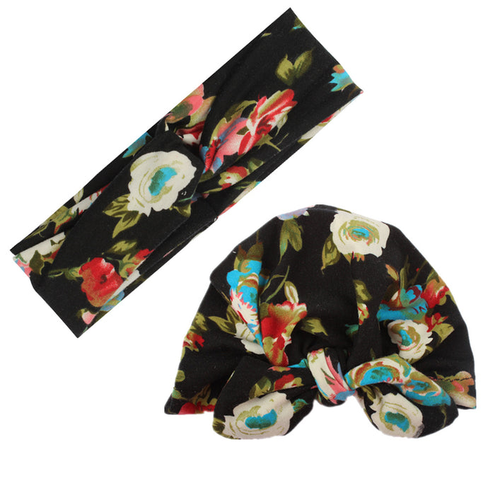 Wholesale mother baby suit printed cross hairband love printed sweatband JDC-HD-ML029