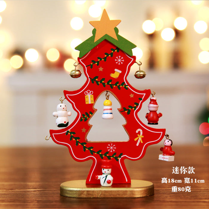 Wholesale Decorative Christmas Monolithic Wooden Small DIY Mini Christmas Tree JDC-DCN-QinB004