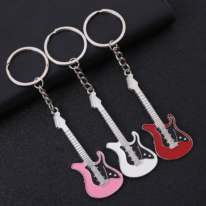 Wholesale creative musical instrument metal paint guitar keychain JDC-KC-MengO001