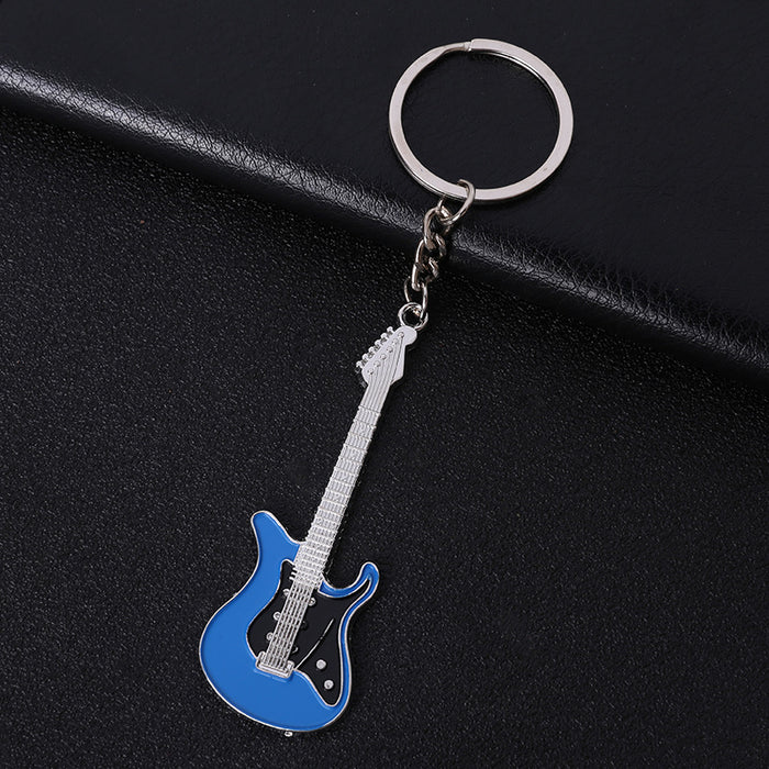 Wholesale creative musical instrument metal paint guitar keychain JDC-KC-MengO001