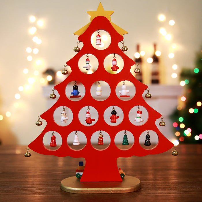 Wholesale Decorative Christmas Monolithic Wooden Small DIY Mini Christmas Tree JDC-DCN-QinB004