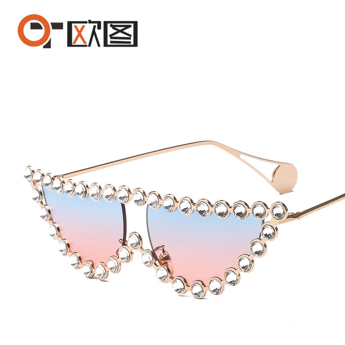 Jewelry WholesaleWholesale Cat Eye Diamond Metal PC Sunglasses JDC-SG-OuT014 Sunglasses 欧图 %variant_option1% %variant_option2% %variant_option3%  Factory Price JoyasDeChina Joyas De China