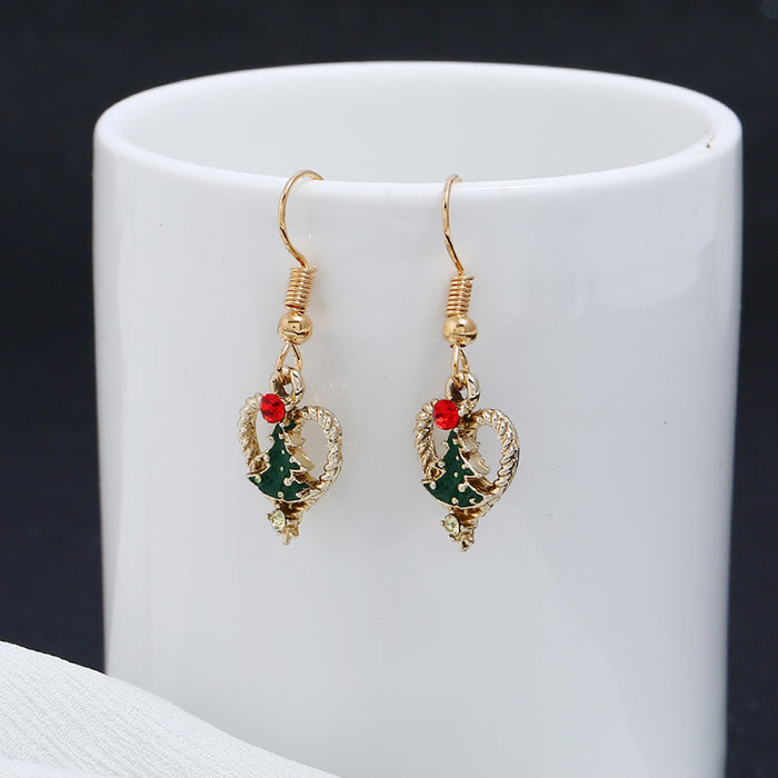 Wholesale Earrings Zinc Alloy Rhinestones Christmas Tree Hearts JDC-ES-KaiQ065