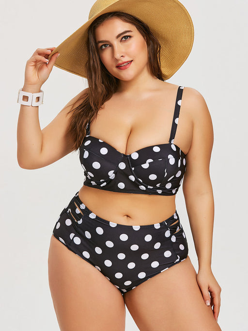 Jewelry WholesaleWholesale Retro Polka Dot Underwire Sexy Bikini Plus Size Swim MOQ≥2 JDC-SW-YZRE004 Swimwear 伊泽瑞尔 %variant_option1% %variant_option2% %variant_option3%  Factory Price JoyasDeChina Joyas De China