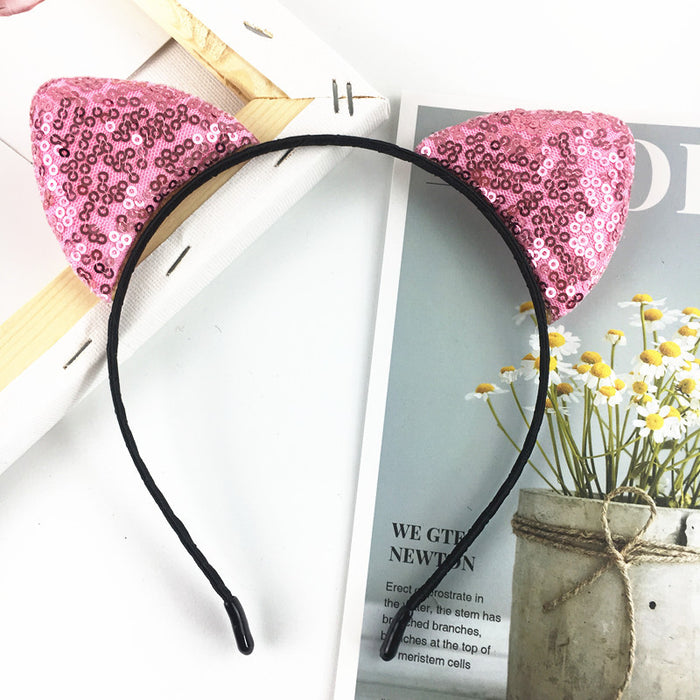 Jewelry WholesaleWholesale Personality Double Sided Sequin Cat Ear Headband JDC-HD-Ruir002 Headband 蕊柔 %variant_option1% %variant_option2% %variant_option3%  Factory Price JoyasDeChina Joyas De China