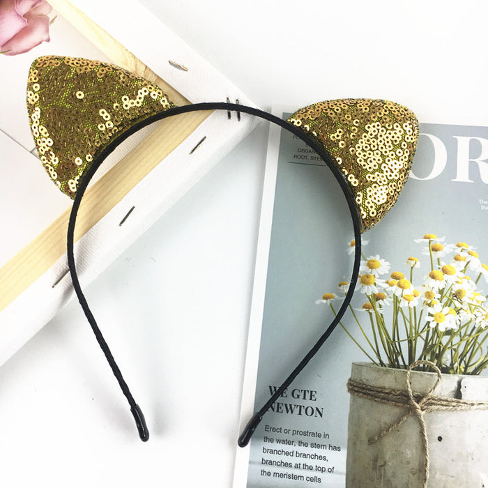 Jewelry WholesaleWholesale Personality Double Sided Sequin Cat Ear Headband JDC-HD-Ruir002 Headband 蕊柔 %variant_option1% %variant_option2% %variant_option3%  Factory Price JoyasDeChina Joyas De China