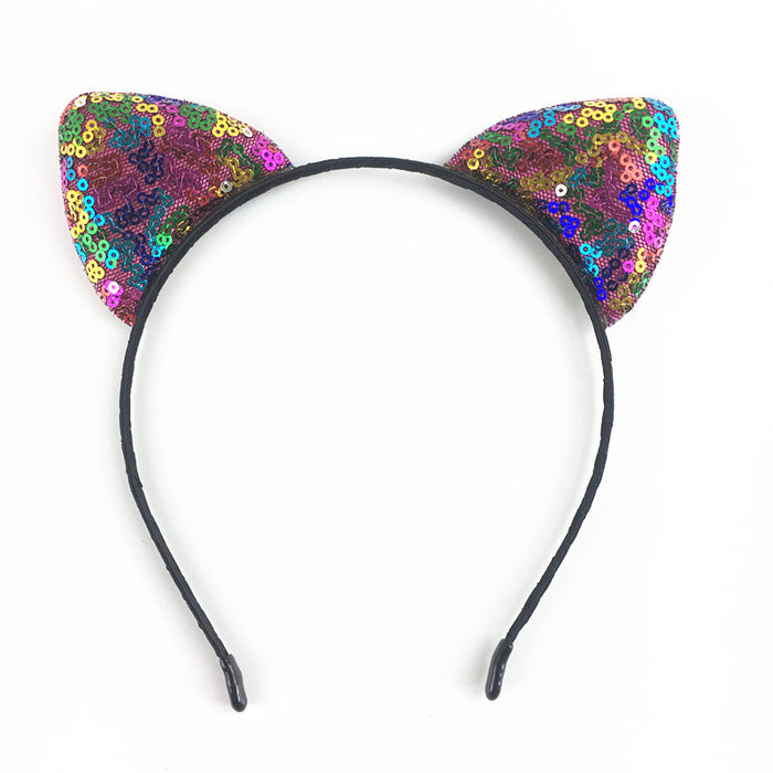 Jewelry WholesaleWholesale Personality Double Sided Sequin Cat Ear Headband JDC-HD-Ruir002 Headband 蕊柔 %variant_option1% %variant_option2% %variant_option3%  Factory Price JoyasDeChina Joyas De China