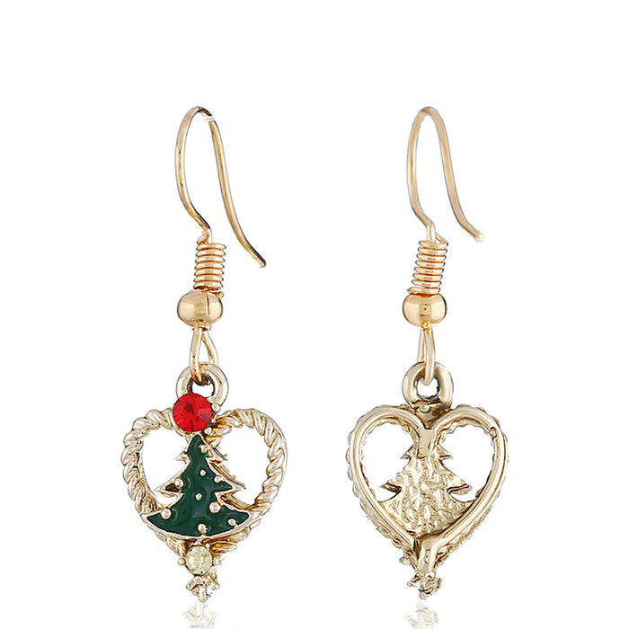 Wholesale Earrings Zinc Alloy Rhinestones Christmas Tree Hearts JDC-ES-KaiQ065