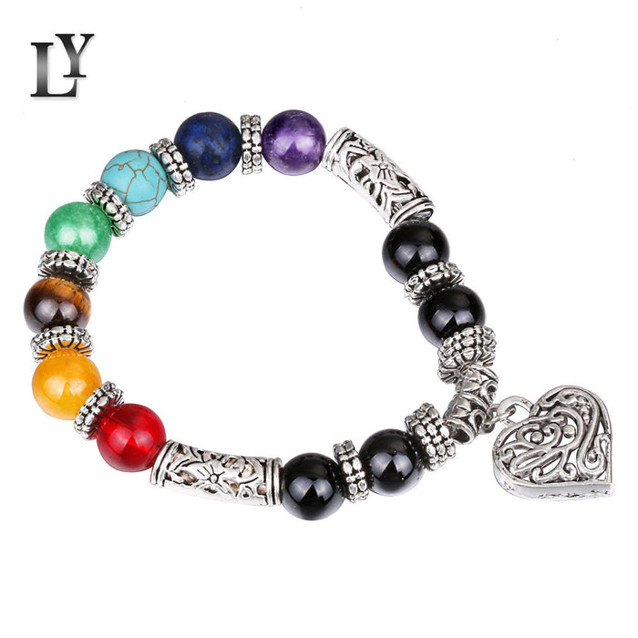 Wholesale Colorful Beaded Men's Bracelet Handmade Peach Heart 10mm Beaded Bracelet JDC-BT-LvY003