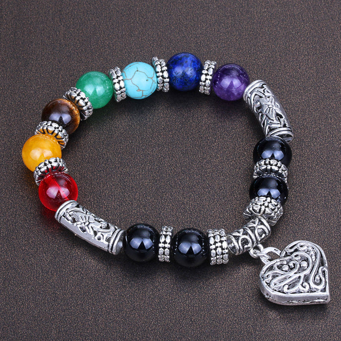 Wholesale Colorful Beaded Men's Bracelet Handmade Peach Heart 10mm Beaded Bracelet JDC-BT-LvY003