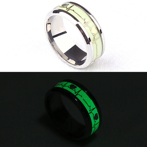 Jewelry WholesaleWholesale luminous ECG titanium steel finger ring JDC-RS-TianW003 Rings 添旺 %variant_option1% %variant_option2% %variant_option3%  Factory Price JoyasDeChina Joyas De China