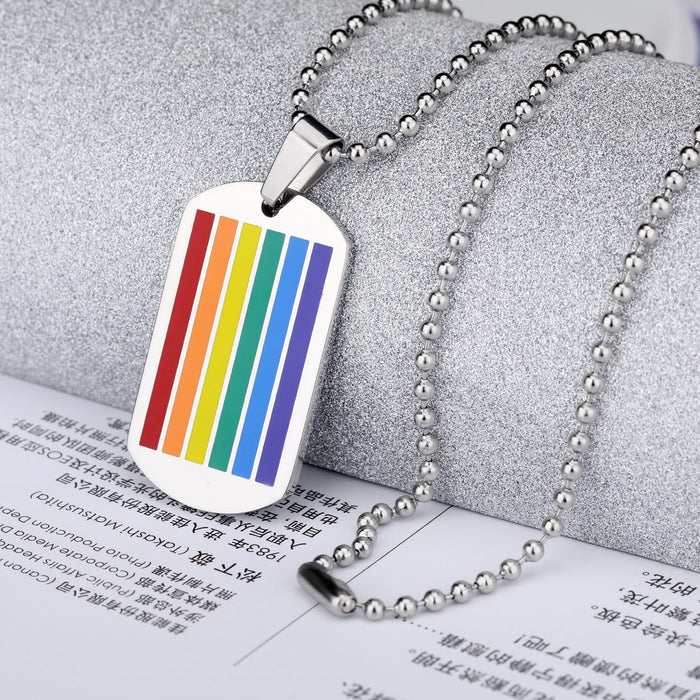 Wholesale 6 Colors Epoxy Color Titanium Steel Pendant Rainbow Gay Necklace JDC-NE-GeJ007