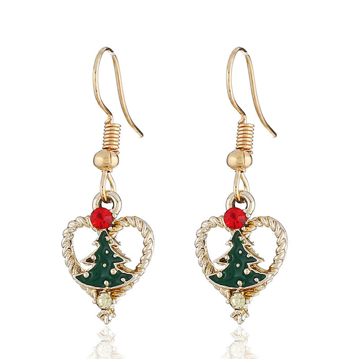 Wholesale Earrings Zinc Alloy Rhinestones Christmas Tree Hearts JDC-ES-KaiQ065