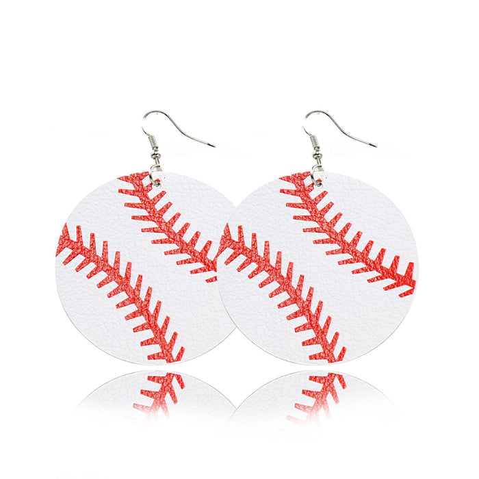 Wholesale Soccer Baseball Basketball Water Drop Leather Earrings MOQ≥2 JDC-ES-LK001