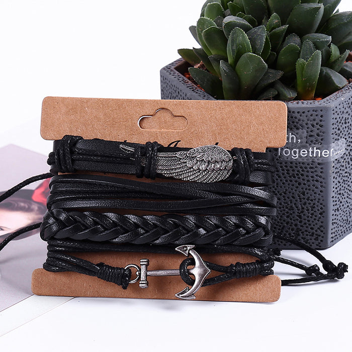 Wholesale Vintage Braided Wings Leather Bracelet JDC-BT-SaiH013