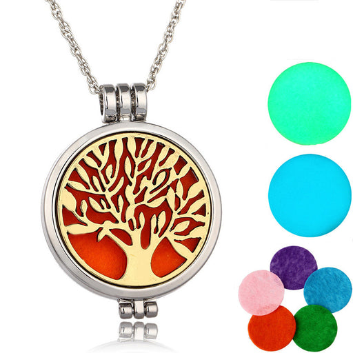 Jewelry WholesaleWholesale double-sided Life Tree fragrance dispenser luminous necklace JDC-NE-DB003 Necklaces 逗贝 %variant_option1% %variant_option2% %variant_option3%  Factory Price JoyasDeChina Joyas De China