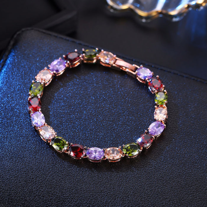 Wholesale Colorful Zircon Elegant Zircon Flash Diamond Color Bracelet Set JDC-BT-DDD001