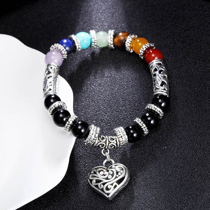 Wholesale Colorful Beaded Men's Bracelet Handmade Peach Heart 10mm Beaded Bracelet JDC-BT-LvY003