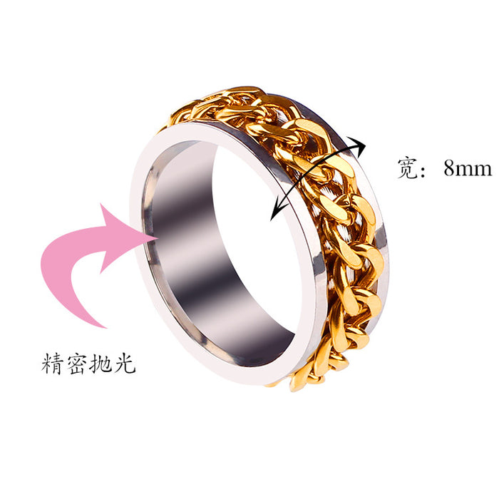 Jewelry WholesaleWholesale Titanium Steel Rotating Chain Rings JDC-RS-TianW008 Rings 添旺 %variant_option1% %variant_option2% %variant_option3%  Factory Price JoyasDeChina Joyas De China