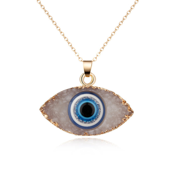 Jewelry WholesaleWholesale Devil's Eye Imitation Natural Stone Resin Alloy Necklace MOQ≥6 JDC-NE-Juej007 Necklaces 觉际 %variant_option1% %variant_option2% %variant_option3%  Factory Price JoyasDeChina Joyas De China