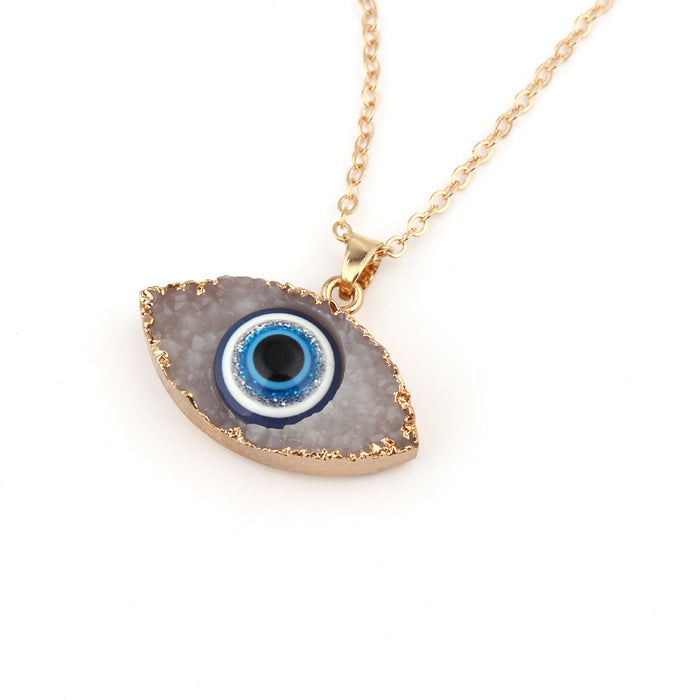 Jewelry WholesaleWholesale Devil's Eye Imitation Natural Stone Resin Alloy Necklace MOQ≥6 JDC-NE-Juej007 Necklaces 觉际 %variant_option1% %variant_option2% %variant_option3%  Factory Price JoyasDeChina Joyas De China