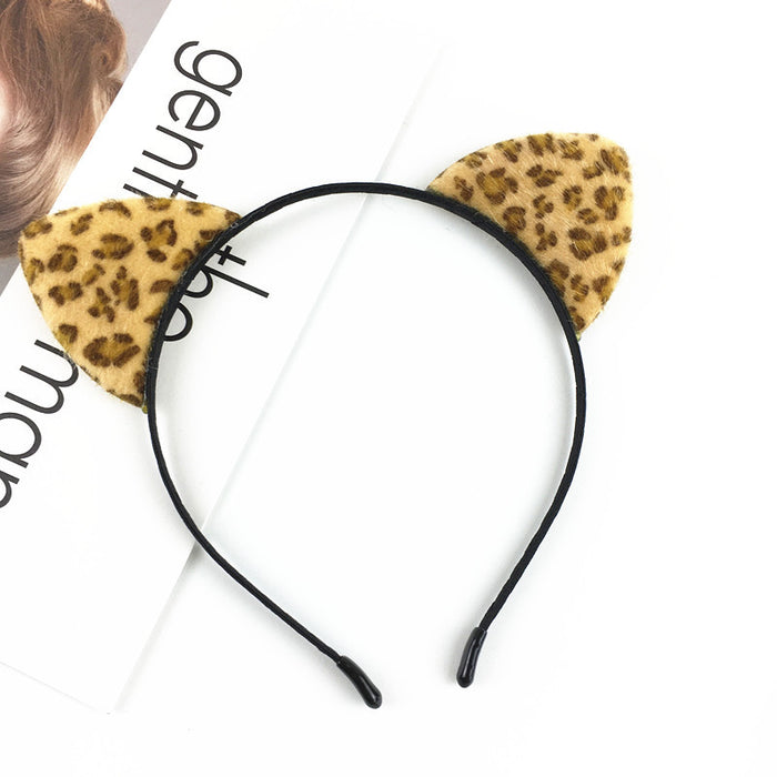 Jewelry WholesaleWholesale cute leopard print cat ears headband sweet and super cute JDC-HD-Ruir001 Headband 蕊柔 %variant_option1% %variant_option2% %variant_option3%  Factory Price JoyasDeChina Joyas De China