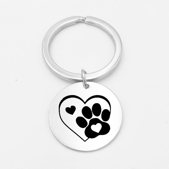 Wholesale Palm Print Gossip Dog Paw Stainless Steel Keychain MOQ≥6 JDC-KC-FTuo001