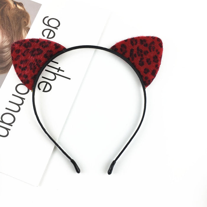 Jewelry WholesaleWholesale cute leopard print cat ears headband sweet and super cute JDC-HD-Ruir001 Headband 蕊柔 %variant_option1% %variant_option2% %variant_option3%  Factory Price JoyasDeChina Joyas De China