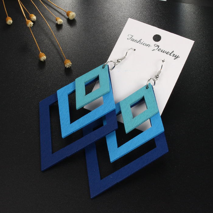 Wholesale creative square multi-layer earrings irregular earrings JDC-ES-Juej002