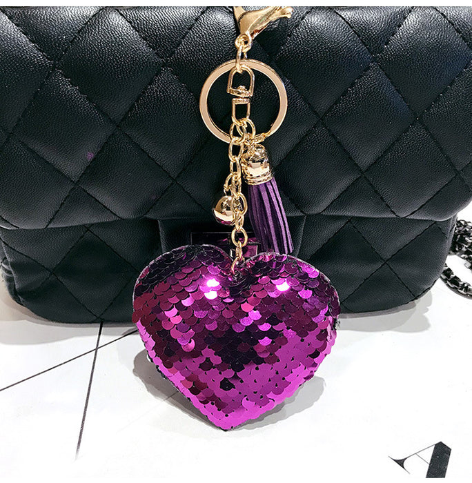 Jewelry WholesaleWholesale Sequin Heart Shape Metal Keychain JDC-KC-FeiRun039 Keychains 飞润 %variant_option1% %variant_option2% %variant_option3%  Factory Price JoyasDeChina Joyas De China