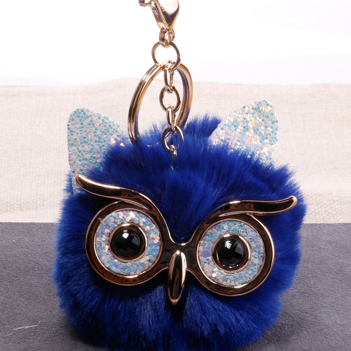 Jewelry WholesaleWholesale Imitation Rabbit Fur Owl Alloy Acrylic Fur Ball Keychain JDC-KC-QiShi004 Keychains 奇释 %variant_option1% %variant_option2% %variant_option3%  Factory Price JoyasDeChina Joyas De China