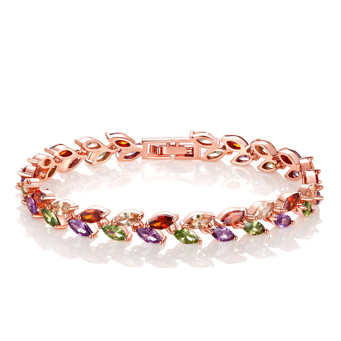 Wholesale Colorful Rainbow Colorful Zircon Rice Bracelet JDC-BT-DDD002