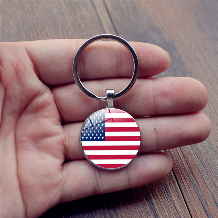 Wholesale 4th of July alloy independence day diy keychain MOQ≥2 JDC-KC-Hengx004