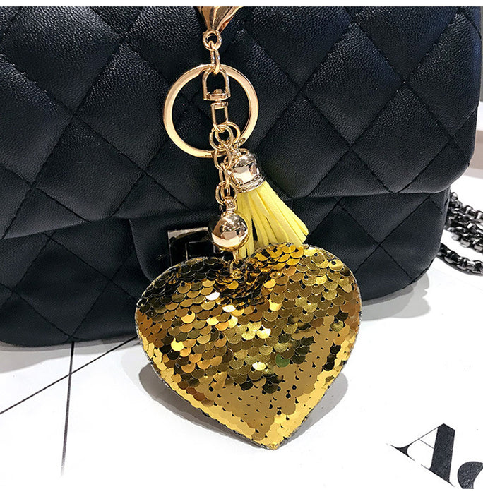 Jewelry WholesaleWholesale Sequin Heart Shape Metal Keychain JDC-KC-FeiRun039 Keychains 飞润 %variant_option1% %variant_option2% %variant_option3%  Factory Price JoyasDeChina Joyas De China