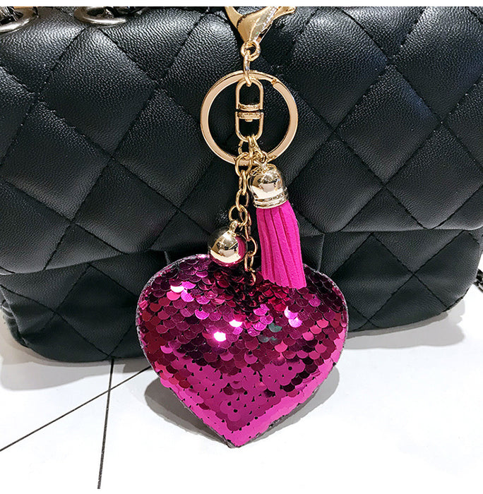 Jewelry WholesaleWholesale Sequin Heart Shape Metal Keychain JDC-KC-FeiRun039 Keychains 飞润 %variant_option1% %variant_option2% %variant_option3%  Factory Price JoyasDeChina Joyas De China