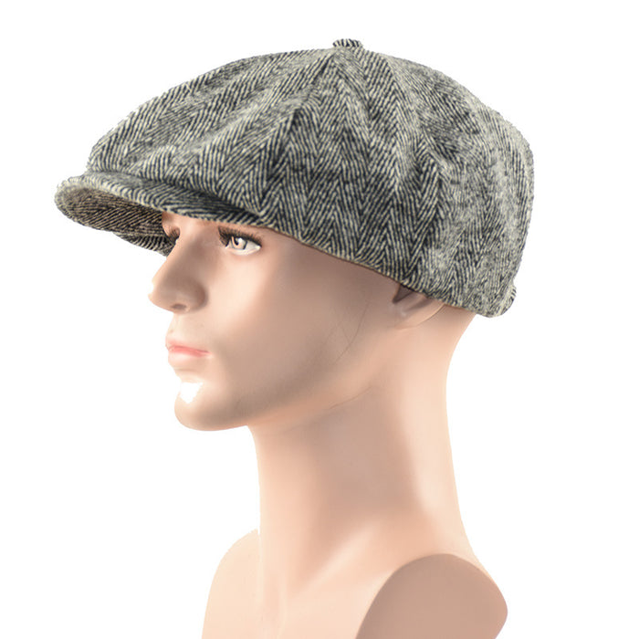 Wholesale Hat Wool Retro Striped Peaked Cap JDC-FH-TaoW001