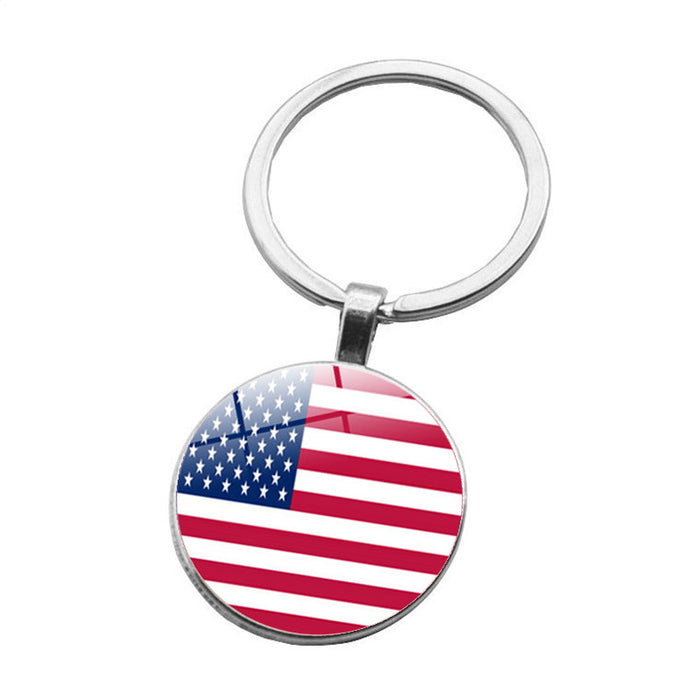 Wholesale 4th of July alloy independence day diy keychain MOQ≥2 JDC-KC-Hengx004