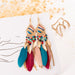 Jewelry WholesaleWholesale Boho Rice Beads Feather Tassel Alloy Earrings JDC-ES-Daiq030 Earrings 黛茜 %variant_option1% %variant_option2% %variant_option3%  Factory Price JoyasDeChina Joyas De China