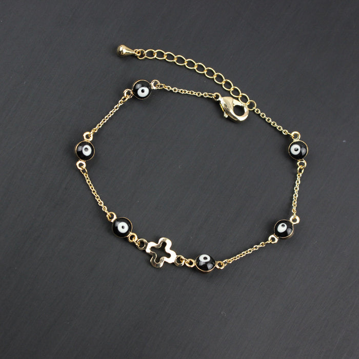 Wholesale Bracelet Copper Four Leaf Clover Demon Eye MOQ≥2 JDC-BT-ChenG017