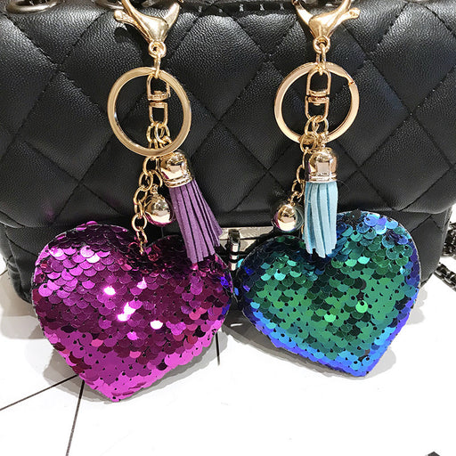 Jewelry WholesaleWholesale Sequin Heart Shape Metal Keychain JDC-KC-FeiRun039 Keychains 飞润 %variant_option1% %variant_option2% %variant_option3%  Factory Price JoyasDeChina Joyas De China